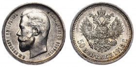 Russia 50 Kopeks 1913 BC
Bit# 92; Silver 10.04g;
