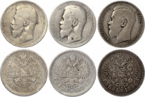 Russia 3 x 1 Rouble 1896 - 1898
Bit# 41, 43,193, Silver