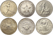 Russia - USSR 3 x 50 Kopeks 1922 - 1926
Y# 83, 89.1, 89.2, Silver; XF
