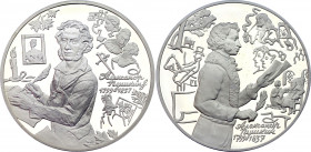 Russian Federation 2 x 3 Roubles 1999
Y# 636, 637; Silver (900) 34.73 g.,3 9mm., Proof; 200th birthday of Alexander Pushkin, personages from his book...