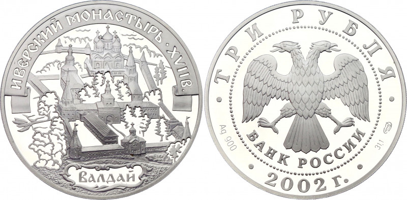 Russian Federation 3 Roubles 2002
Y# 779; Silver (900) 34.88 g., 39 mm., Proof;...