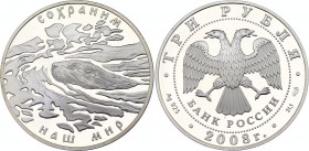 Russian Federation 3 Roubles 2008
Y# 1138; Silver (0.925) 33.90g., 39mm., Proof; European beaver