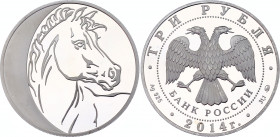 Russian Federation 3 Roubles 2014
Silver (0.925) 33.90g., 39mm., Proof; Year of horse