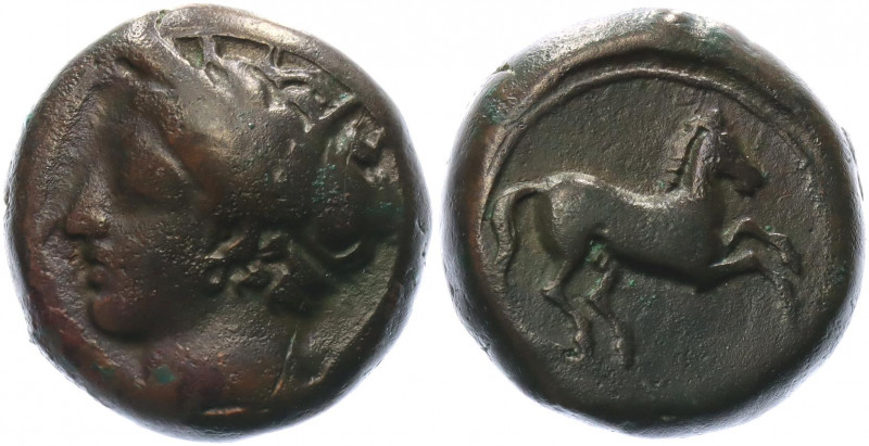 Ancient Greece Carthage Æ Unit 400 - 350 BC
MMA 17a; Bronze 6.22 g.; Obv: Wreat...