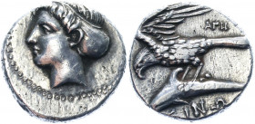 Ancient Greece Paphlagonia, Sinope AR Drachm 330 - 300 BC
HGC 7, 392; Silver 6.04 g.; Obv: Head of Sinope left, wearing sphendone and triple pendent ...