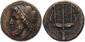 Ancient Greece Sicily, Syracuse Hieron II Æ Litra 275 - 216 BC
SNG ANS 998; SNG Copenhagen 846; Bronze 8.92 g.; Hieron II (275-216 BC); Obv: Diademed...