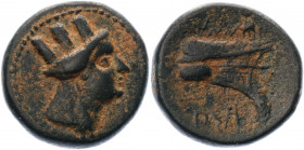 Ancient Greece Phoenicia, Arados Æ 242 - 167 BC
Duyrat 1374-1403; HGC 10, 86; Bronze 7.04 g.; Obv: Turreted head of Tyche r. / Rev: Athena standing l...