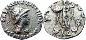 Ancient Greece Bactrian Kingdom Menander I AR Soter 155 - 130 BC
Mitchiner, Type 2/218c. Bop. Ser. 16 I; HGC 12, 193; Silver 2.43 g.; Menander I (165...