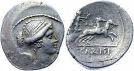 Roman Republic T. Carisius AR Denarius 46 BC
Crawford 464/4; CRI 72; Sydenham 986; Silver 4.13 g.; Obv: Draped bust of Victory right, wearing pearl d...
