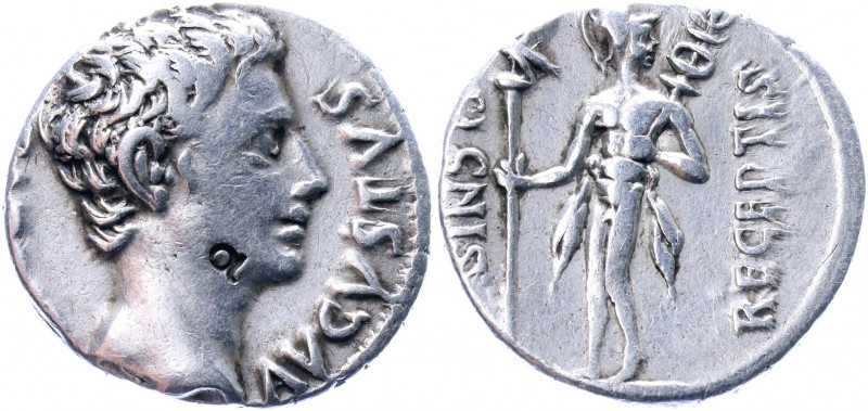 Roman Empire Augustus AR Denarius 19 BC
BMC 414; BN 1118; Cohen 259; RIC 82a; S...