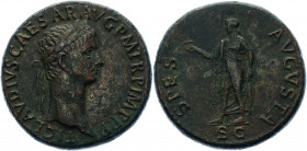 Roman Empire Claudius Æ Sestertius 50 - 54 AD
BMC 1279; RIC 622; Cayon 317; Bronze 25.27 g.; Claudius (41-54 AD); Obv: TI CLAVDIVS CAESAR AVG P M TR ...
