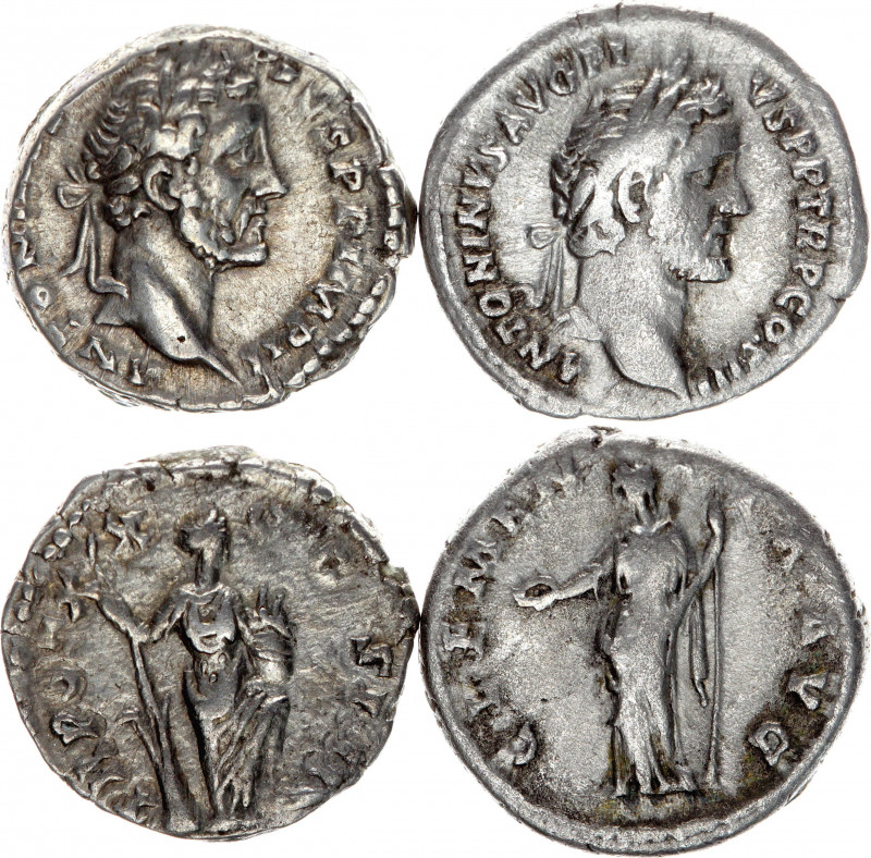 Roman Empire 2 x Denarius 138 - 161 AD, Antoninus Pius
RIC 260, C 1016 & RIC 64...