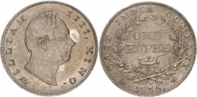 British India 1 Rupee 1835
KM# 450; 'R.S.' incused on truncation; Silver; William IV; XF