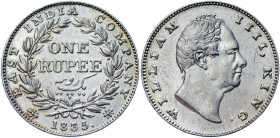 British India 1 Rupee 1835
KM# 450.1; Silver 11.66g.; William III; AUNC