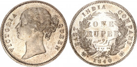 British India 1 Rupee 1840
KM# 458.1; W.W. raised; Silver; Victoria; UNC- with mint luster