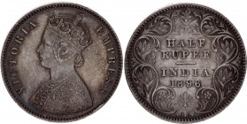 British India 1/2 Rupee 1896 C
KM# 491; Type A Bust, Type I Reverse; Silver; Victoria; AUNC/UNC