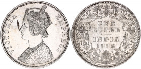 British India 1 Rupee 1886 B
KM# 492; Type C Bust, Type I Reverse; Silver; Victoria; AUNC/UNC