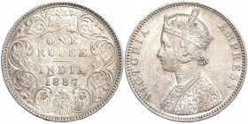 British India 1 Rupee 1887 B
КМ# 492; Silver 11.58 g.; Mint luster; АUNC