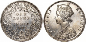 British India 1 Rupee 1889
KM# 492; Silver 11.71g; Mint Luster; UNC