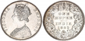 British India 1 Rupee 1889 B
KM# 492; B incuse, Type C Bust, Type I Reverse; Silver; Victoria; UNC