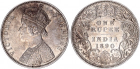 British India 1 Rupee 1890 B
KM# 492; Silver; Victoria; XF/AUNC with nice toning