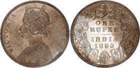 British India 1 Rupee 1893 B
KM# 492; B incuse, Type C Bust, Type I Reverse; Silver; Victoria; UNC