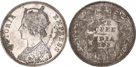 British India 1 Rupee 1893 C
KM# 492; C incuse, Type C Bust, Type I Reverse; Silver; Victoria; UNC