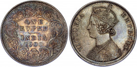 British India 1 Rupee 1900 C
KM# 492; Type C Bust, Type I Reverse; Silver; Victoria; XF/AUNC with nice toning