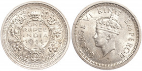 British India 1 Rupee 1944 L
КМ# 557; Silver 11.70 g.; Mint luster; UNC