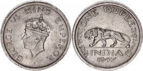 British India 1 Rupee 1947 Lahore Mint
KM# 559; George VI; XF/AUNC