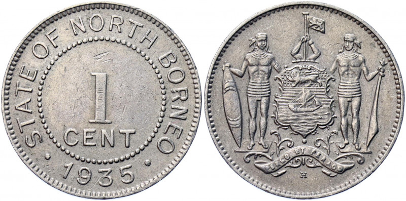 British North Borneo 1 Cent 1935 H
KM# 3; Copper-Nickel; XF-AUNC