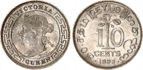 Ceylon 10 Cents 1893
KM# 94; Silver; Victoria; UNC