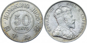 Hong Kong 50 Cents 1905
KM# 15; Silver; Edward VII; AUNC-UNC