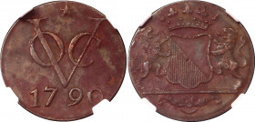 Netherlands East Indies Utrecht 1 Duit 1790 NGC AU
KM# 111.4; Mintmark: Star; Copper; NGC AU Details, Env. Damage
