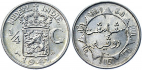 Netherlands East Indies 1/4 Gulden 1941
KM# 319, Schön# 16; Silver 3.15g; UNC