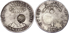 Philippines 8 Reales 1834 - 1837 (ND) Countermark
KM# 108; Silver; Countermarked over Chille 1 Peso 1834; Isabella II; XF