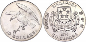 Singapore 10 Dollars 1974
KM# 9.2a; Silver; UNC with full mint luster