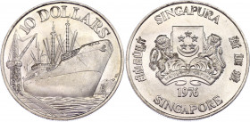 Singapore 10 Dollars 1976
KM# 15; Silver; UNC with full mint luster