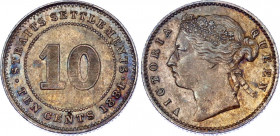 Straits Settlements 10 Cents 1884
KM# 11; Silver; Victoria; XF/AUNC