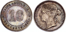 Straits Settlements 10 Cents 1895
KM# 11; Silver; Victoria; UNC