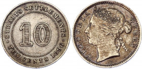 Straits Settlements 10 Cents 1896
KM# 11; Silver; Victoria; XF/AUNC