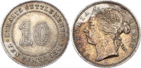 Straits Settlements 10 Cents 1901
KM# 11; Silver; Victoria; XF/AUNC