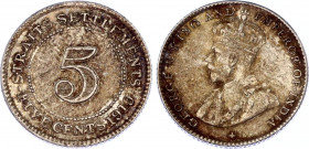 Straits Settlements 5 Cents 1919
KM# 31; Silver; George V; AUNC-