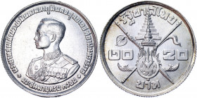 Thailand 20 Baht 1963 (ND)
Y# 86; Silver 20.00g.; Rama IX; Mint luster; UNC