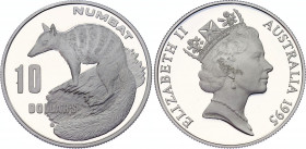 Australia 10 Dollar 1995
KM# 296; Silver (0.999) 20.77g., Proof; Animals: Numbat