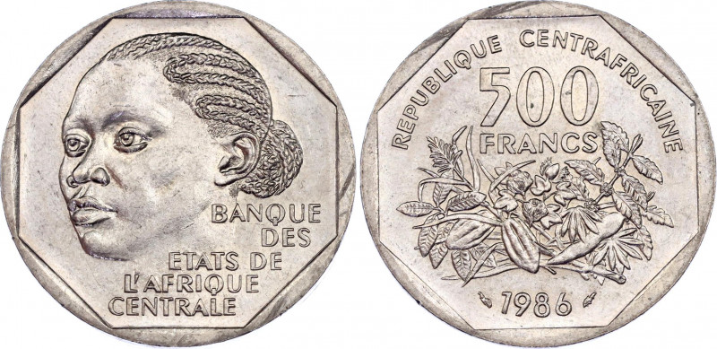 Central African Republic 500 Francs 1986
KM# 11; Copper-nickel; UNC