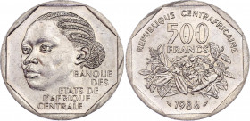 Central African Republic 500 Francs 1986
KM# 11; Copper-nickel; UNC