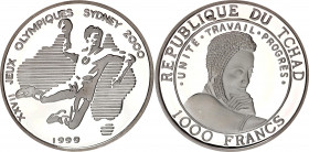 Chad 1000 Francs 1999
Silver (.999) 15 g., Proof; Sydney Olympics - Handball