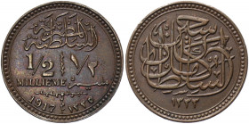 Egypt 1/2 Millieme 1917 AH 1335
KM# 312; Bronze 3.31 g.; UNC
