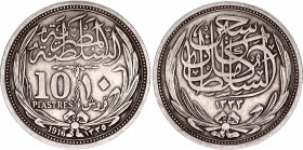 Egypt 10 Piastres 1916 AH 1335
KM# 319; Silver; Hussein Kamel; XF